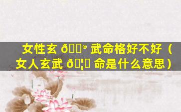 女性玄 💮 武命格好不好（女人玄武 🦟 命是什么意思）